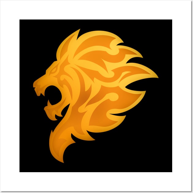 Golden Lion Head Wall Art by PhotoSphere